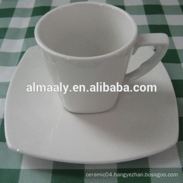 white ceramic cup and saucer set made in China